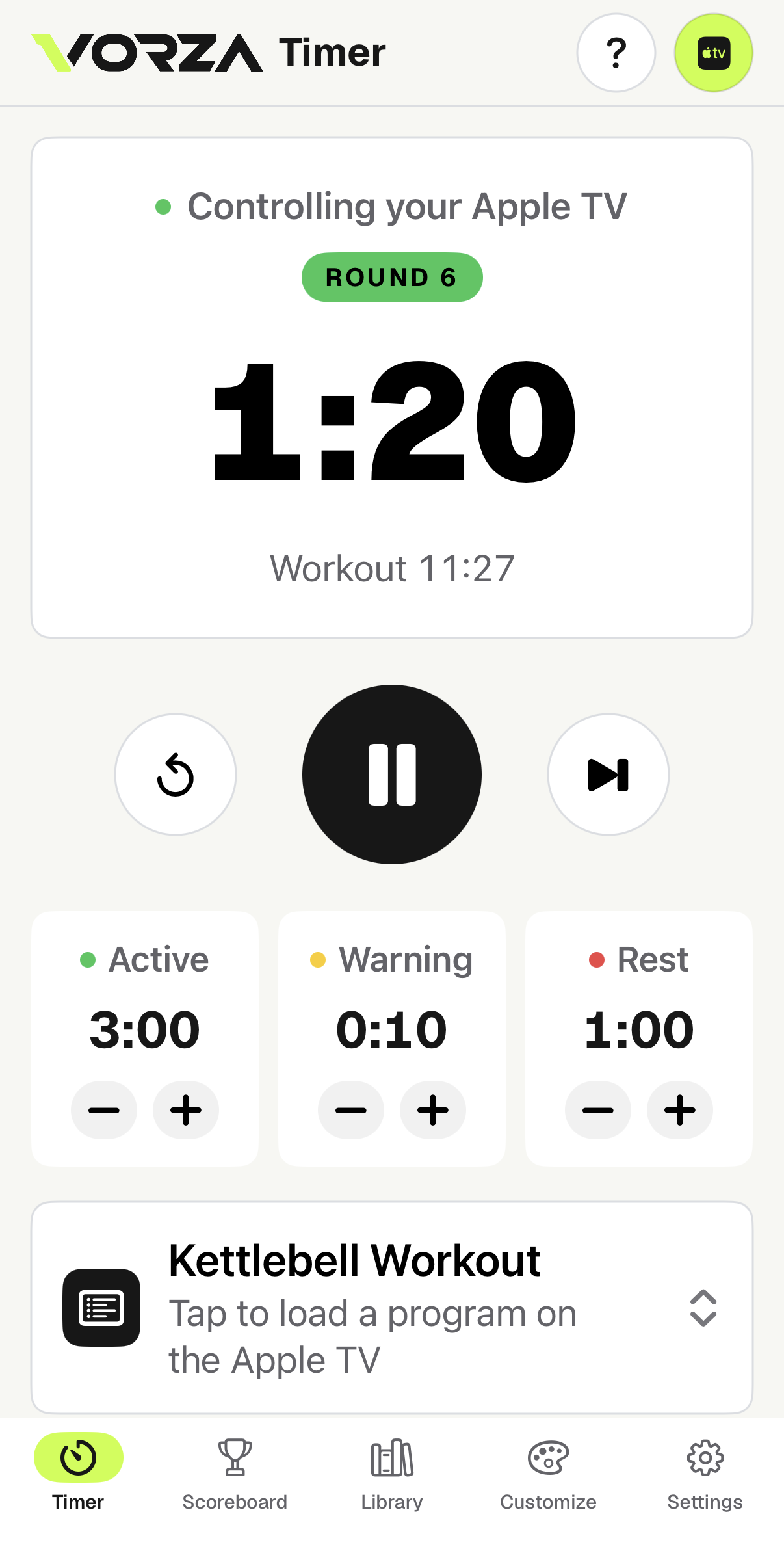Run it from any phone. VORZA app screenshot